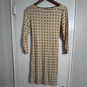 BODEN Gold & White Geometric Print dress - Size 6R - NWT